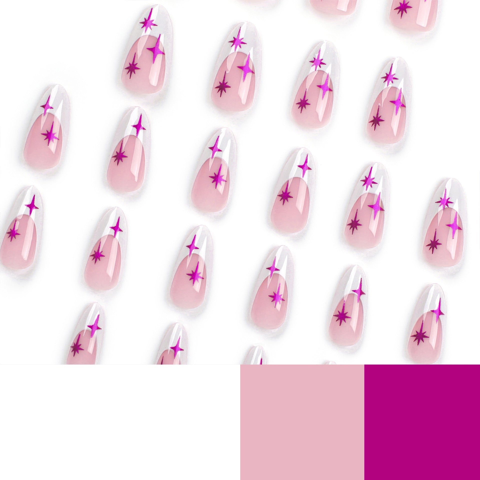 24PCS MEDIUM ALMONDS STARBURST PRESS ON NAILS