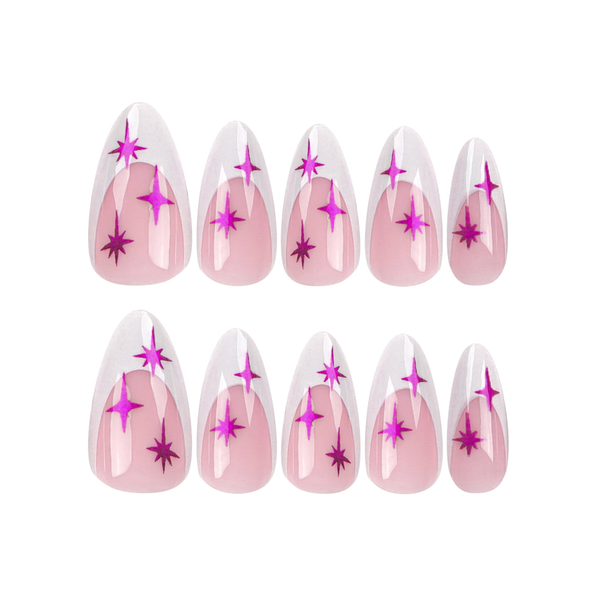 24PCS MEDIUM ALMONDS STARBURST PRESS ON NAILS