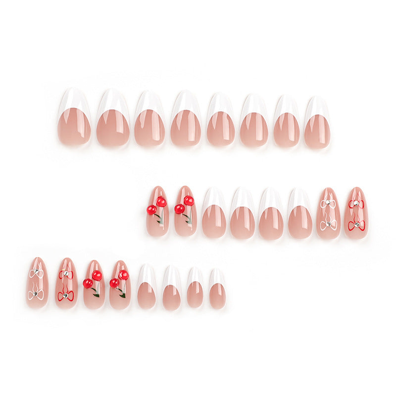 24PCS MEDIUM ALMONDS VALENTINE'S DAY PRESS ON NAILS