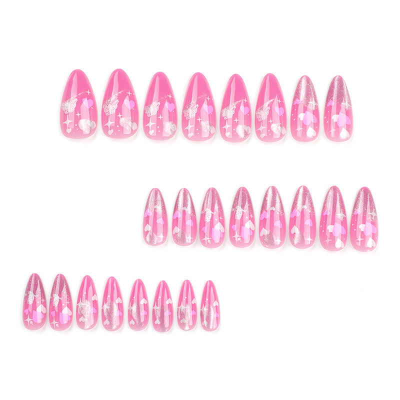 24PCS MEDIUM ALMONDS VALENTINE'S DAY PRESS ON NAILS