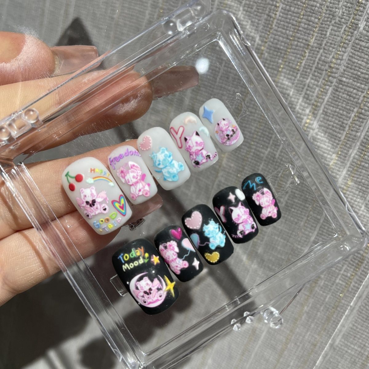 FAIRY TALE-TEN PIECES OF HANDCRAFTED PRESS ON NAIL