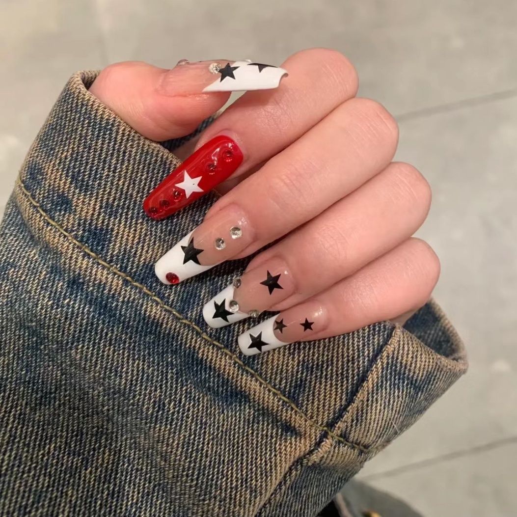 STAR-TEN PIECES OF HANDCRAFTED PRESS ON NAIL