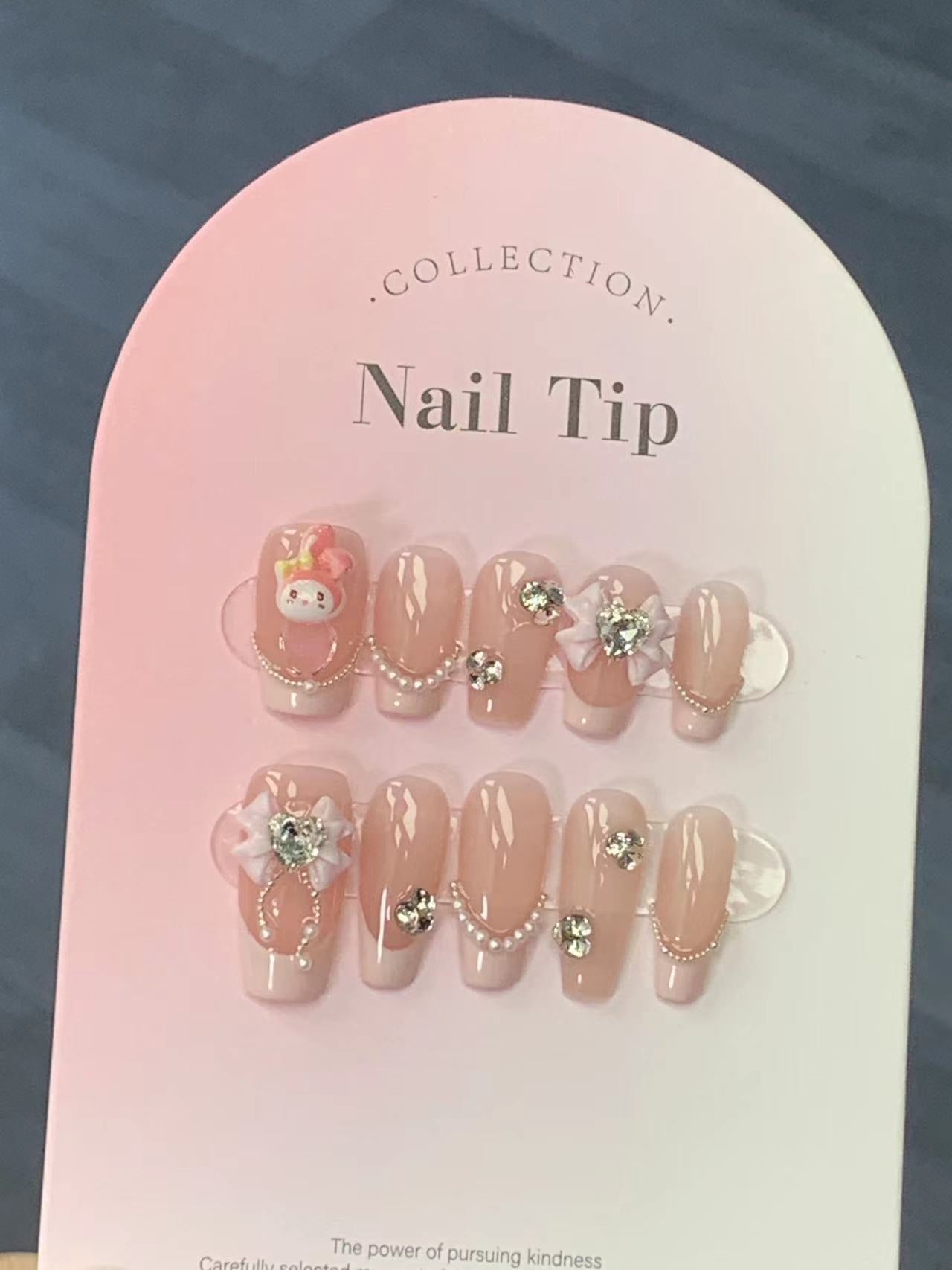 MELODY-TEN PIECES OF HANDCRAFTED PRESS ON NAIL